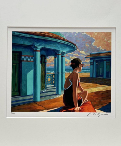 Miles Hyman - Estampe pigmentaire + passe-partout “ Deauville ” signée et numérotée Tirage de luxe limité à 40ex Format 40 x 40 cm - Prix 150€