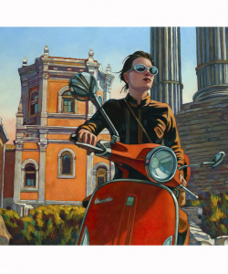 Miles-Hyman - Estampe pigmentaire - HYMAN “ Rome Vespa ” signée et numérotée Tirage de luxe limité à 90ex Format 50 x 40 cm - Prix 150€ - Supplément cadre : 40 €